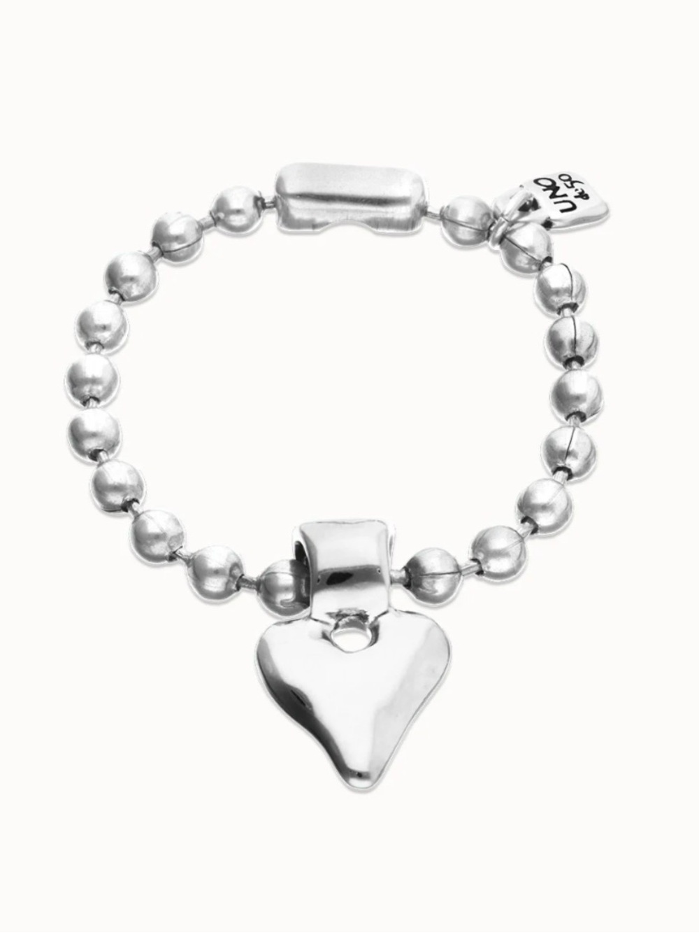 Uno de 50 Silver Bead Heart Charm Bracelet
